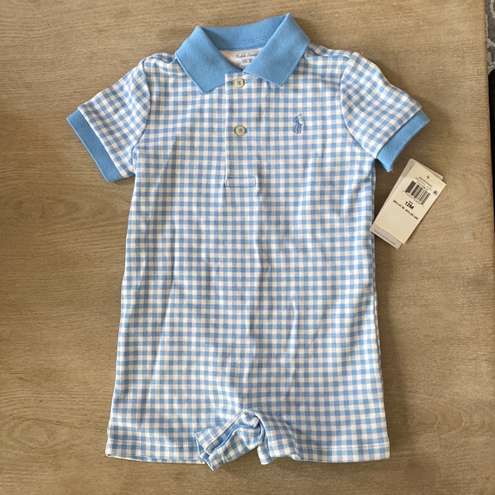 Ralph Lauren Boys 12 mo Gingham Romper